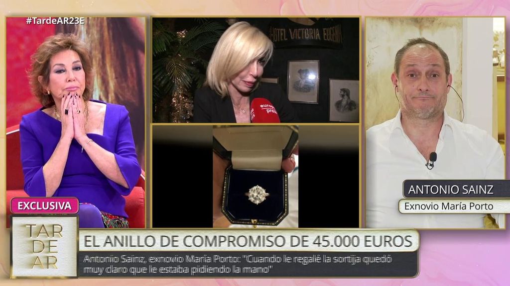 Exclusiva | Antonio Sainz aclara los detalles y la polémica del anillo de compromiso de 45.000 euros que regaló a María Porto y que ahora reclama a su ex