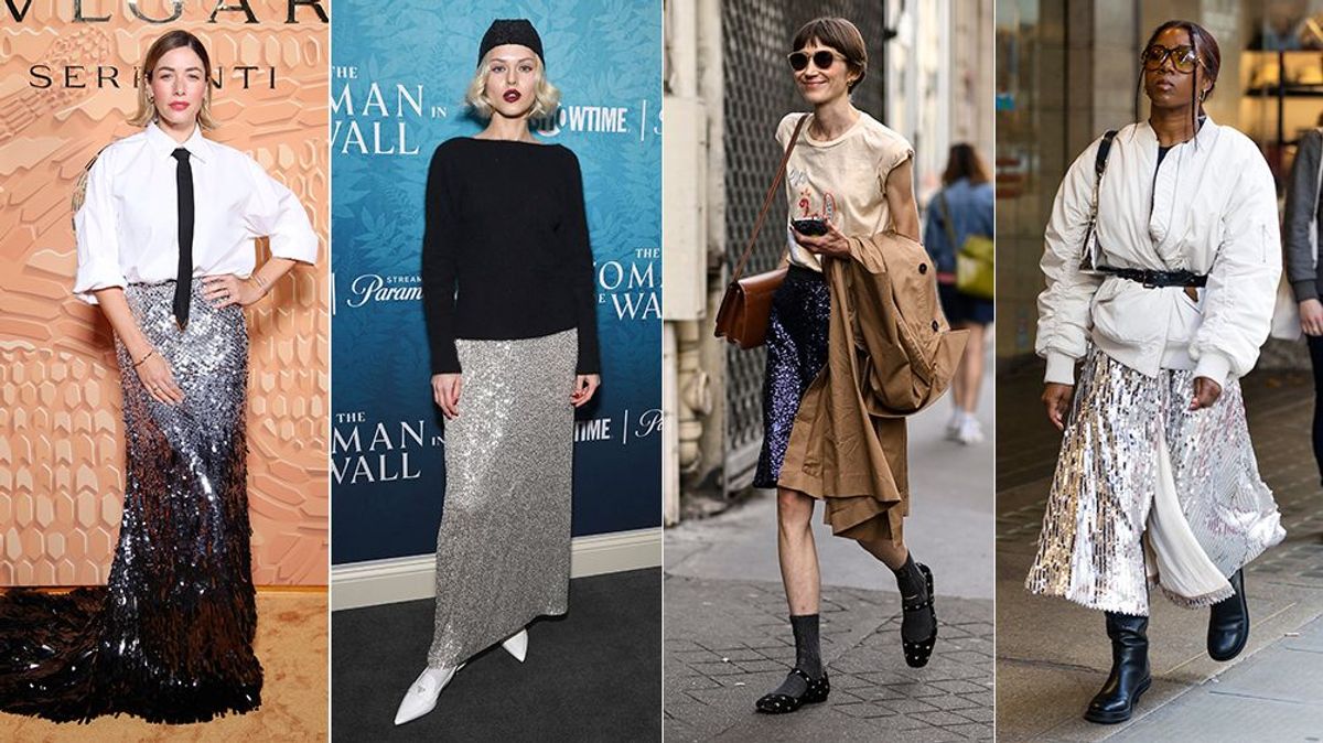 Faldas de lentejuelas en el street style