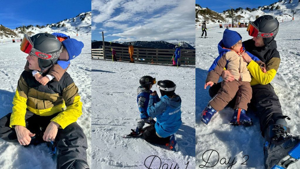 Fonsi Nieto y su hijo Hugo, disfrutando de sus vacaciones en la nieve