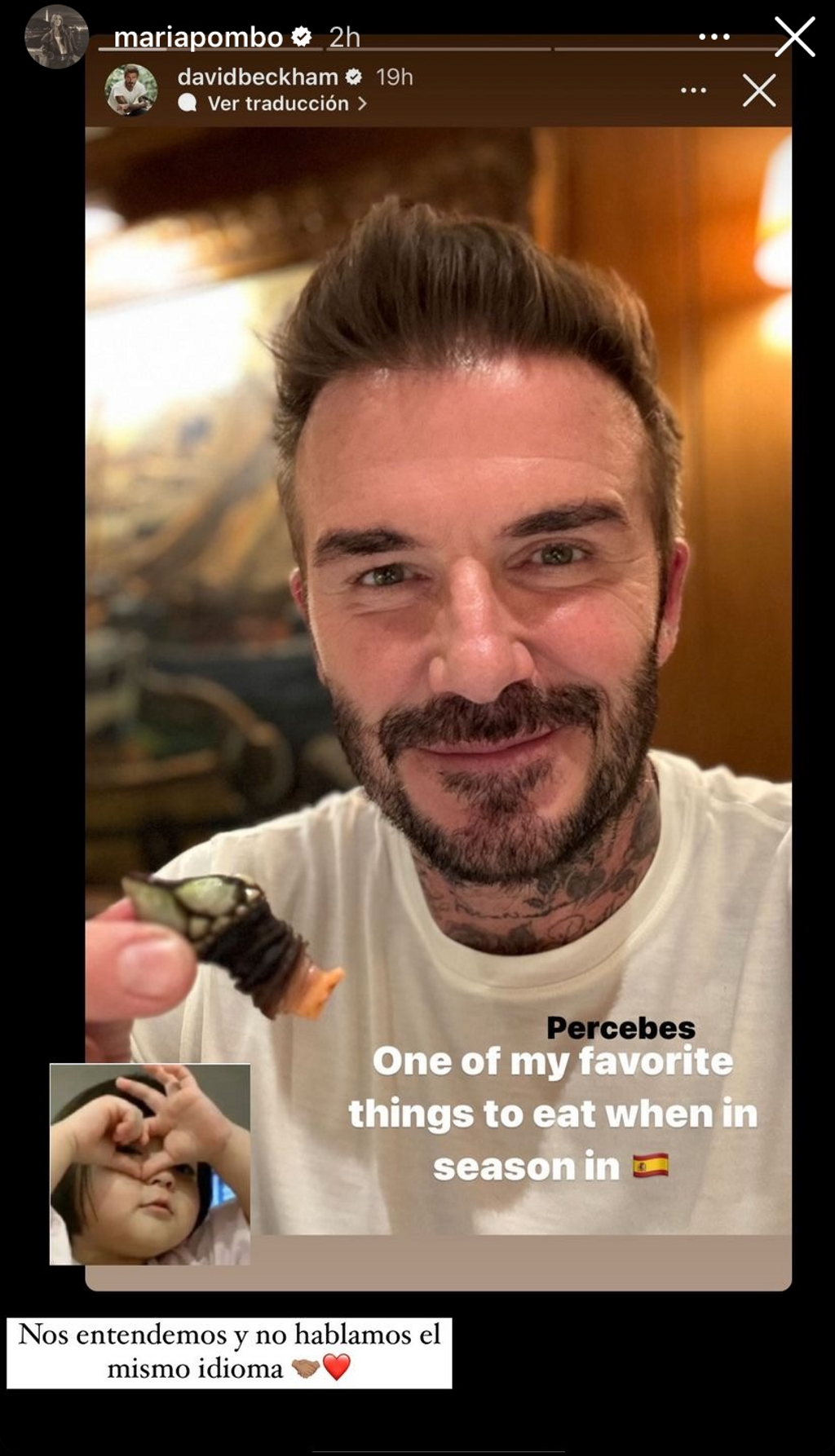 María Pombo reacciona a la foto de David Beckham