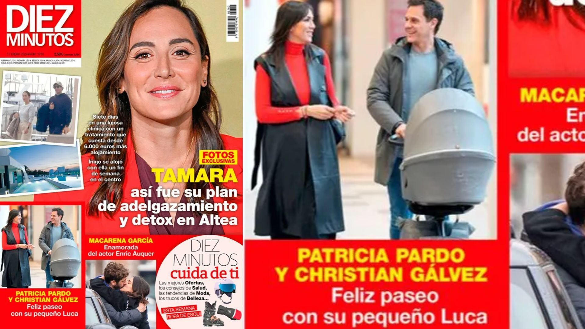 Patricia Pardo y Christian Gálvez junto a su hijo Luca