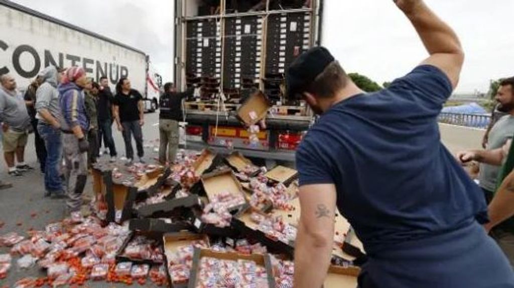 Los agricultores franceses en su protestas han provocado graves daños a los transportistas españoles