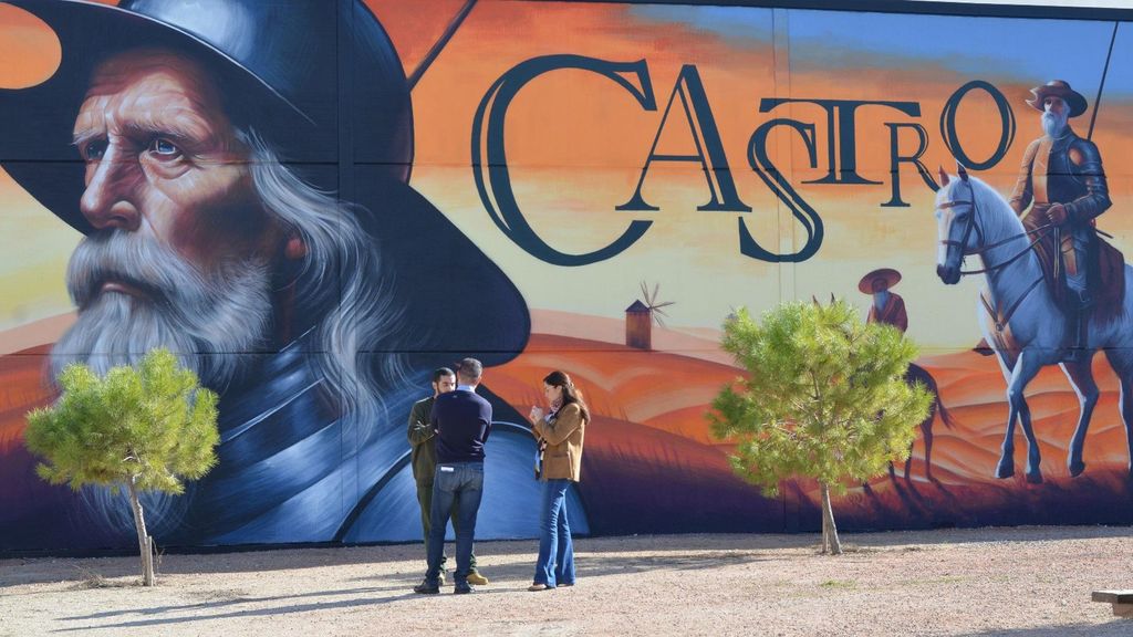 Mural 'Don Quijote y Sancho Panza', obra del artista Javier Castilla, Sake.