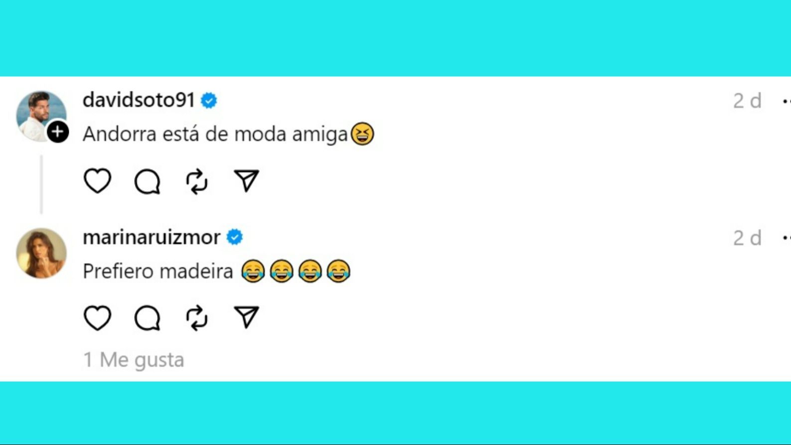 Marina Ruiz bromea con marcharse a Madeira