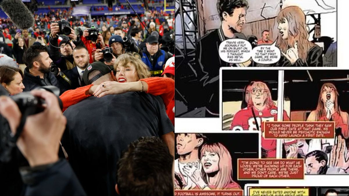 Taylor Swift y Travis Kelce comic