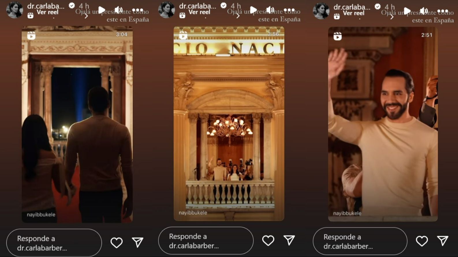 Carla Barber admira a Nayib Bukele, presidente de El Salvador