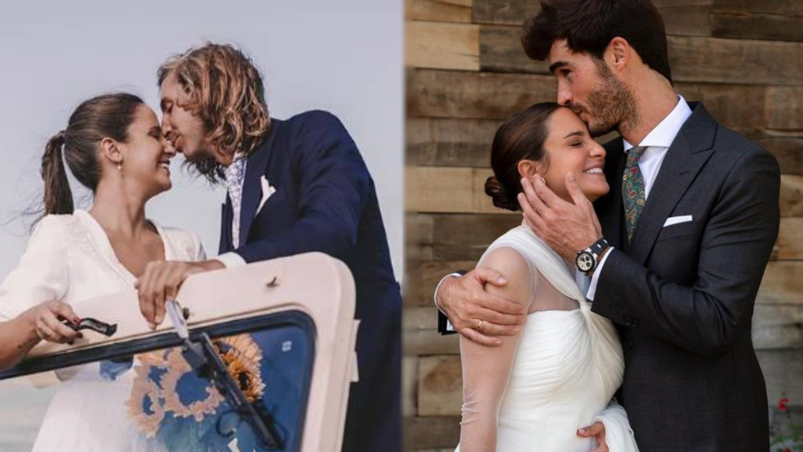 Marta Pombo en sus respectivas bodas.
