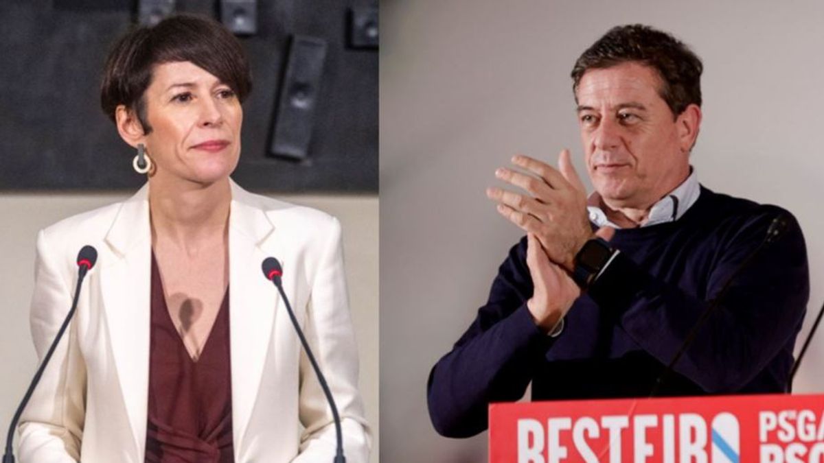 A la izquierda, la portavoz nacional del BNG, Ana Pontón; a la derecha,  el candidato socialista, José Ramón Gómez Besteiro.