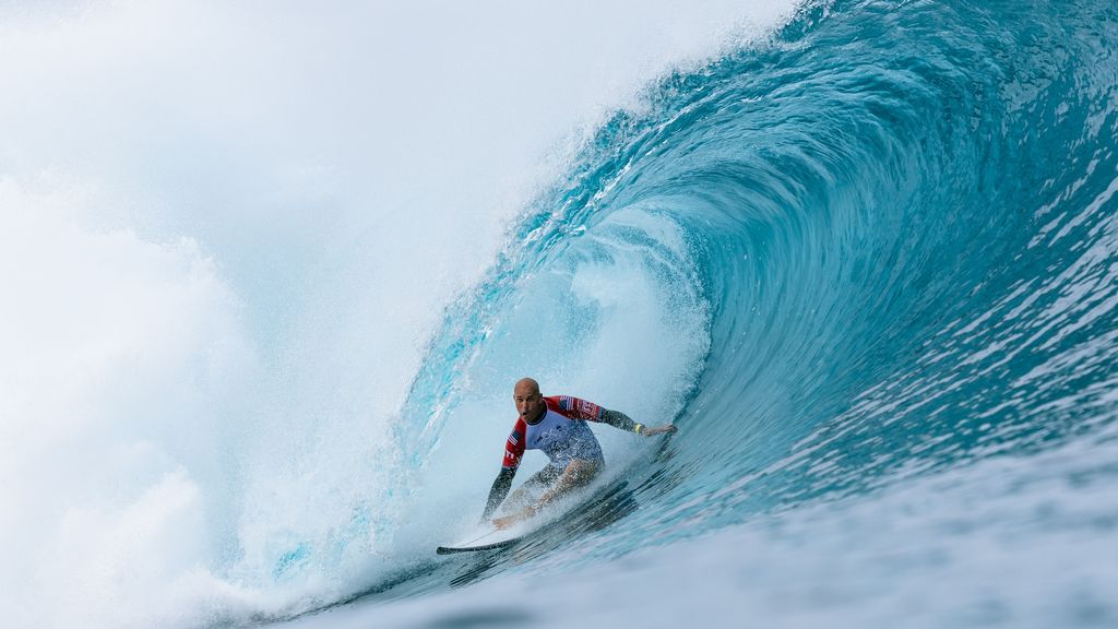 Kelly Slater en uno de sus últimos campeonatos en Hawái