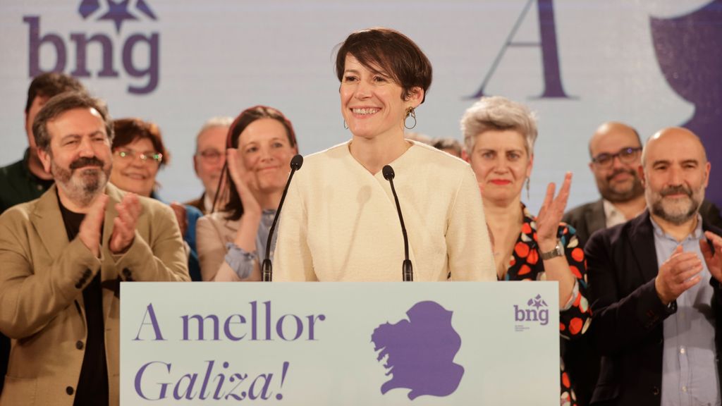 La candidata del BNG a la presidencia de la Xunta de Galicia, Ana Pontón, comparece ante los medios de comunicación