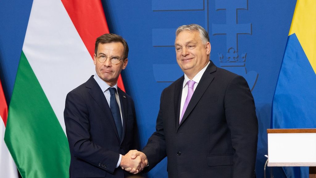 El primer ministro de Suecia, Ulf Kristersson, y el de Hungría, Viktor Orbán