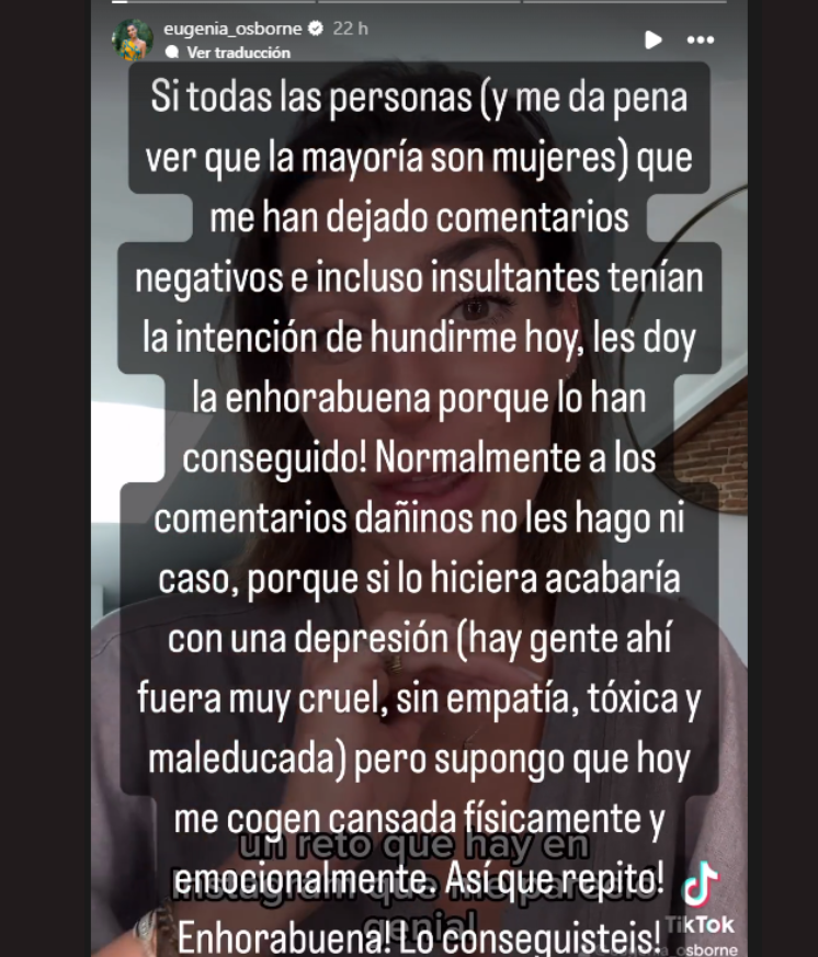 Eugenia Osborne se pronuncia ante las críticas
