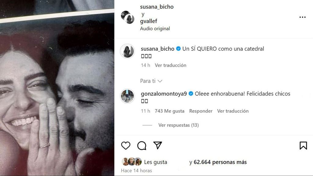La reacción de Gonzalo Montoya a la boda de Susana Molina