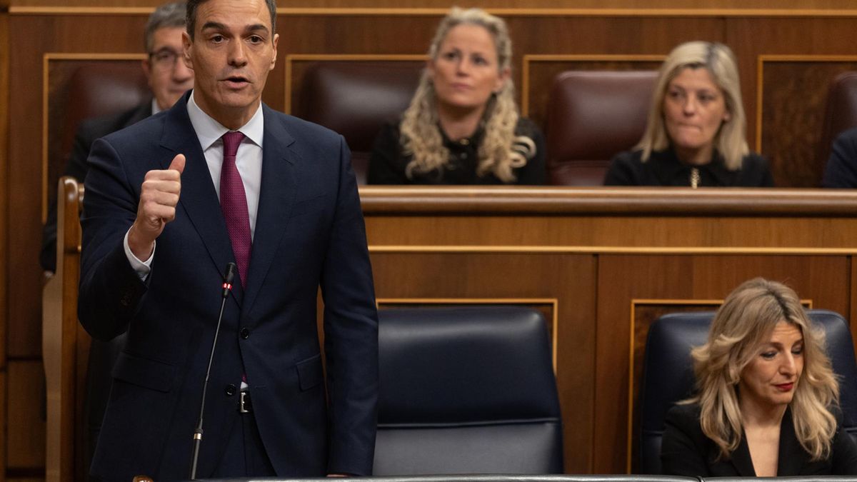 El presidente del Gobierno, Pedro Sánchez, interviene durante una sesión de control al Gobierno, en el Congreso de los Diputados, a 7 de febrero de 2024, en Madrid (España).