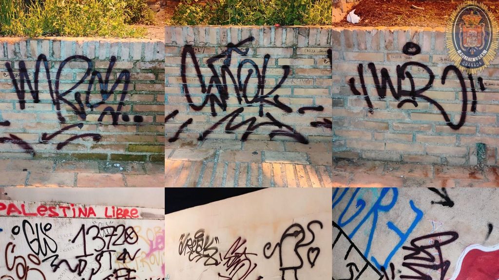 Grafitis pintados de forma vandálica en el Aljibe del Zenete en Granada