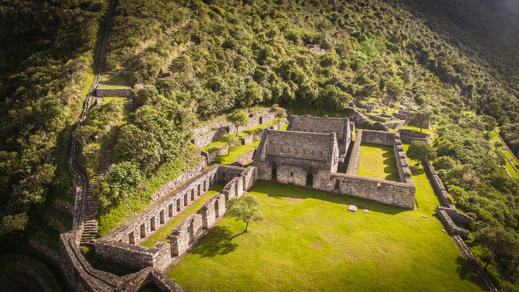 Vista aérea de la ciudad perdida de los Incas, Choquequirao.