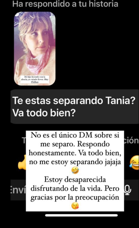 Tania Llasera se pronuncia tras las preguntas sobre su separación