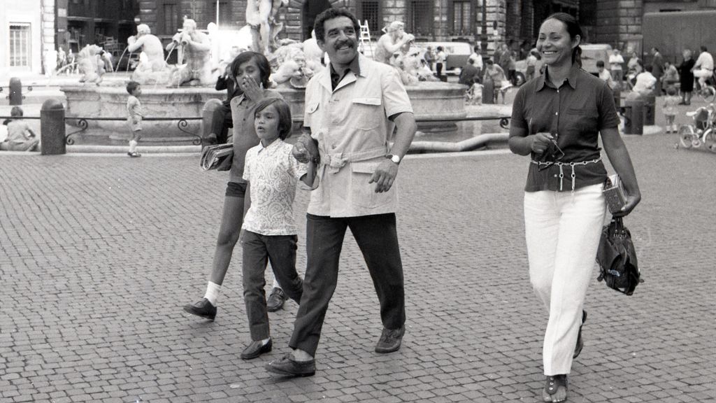 El club de los cuatro. García Márquez, Mercedes Barcha y sus hijos Rodrigo y Gonzalo.