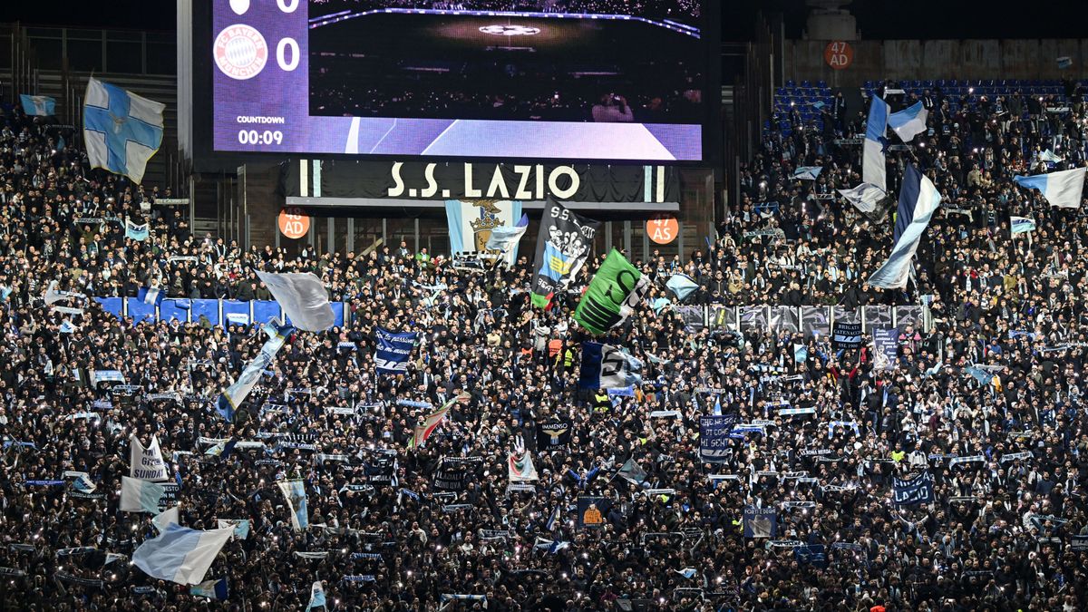 EuropaPress 5760050 14 february 2024 italy rome lazio fans wave flags during the uefa champions