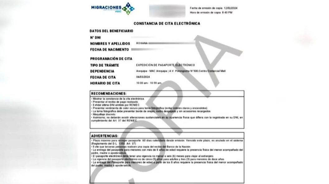 La documentación aportada por Roxana Luque