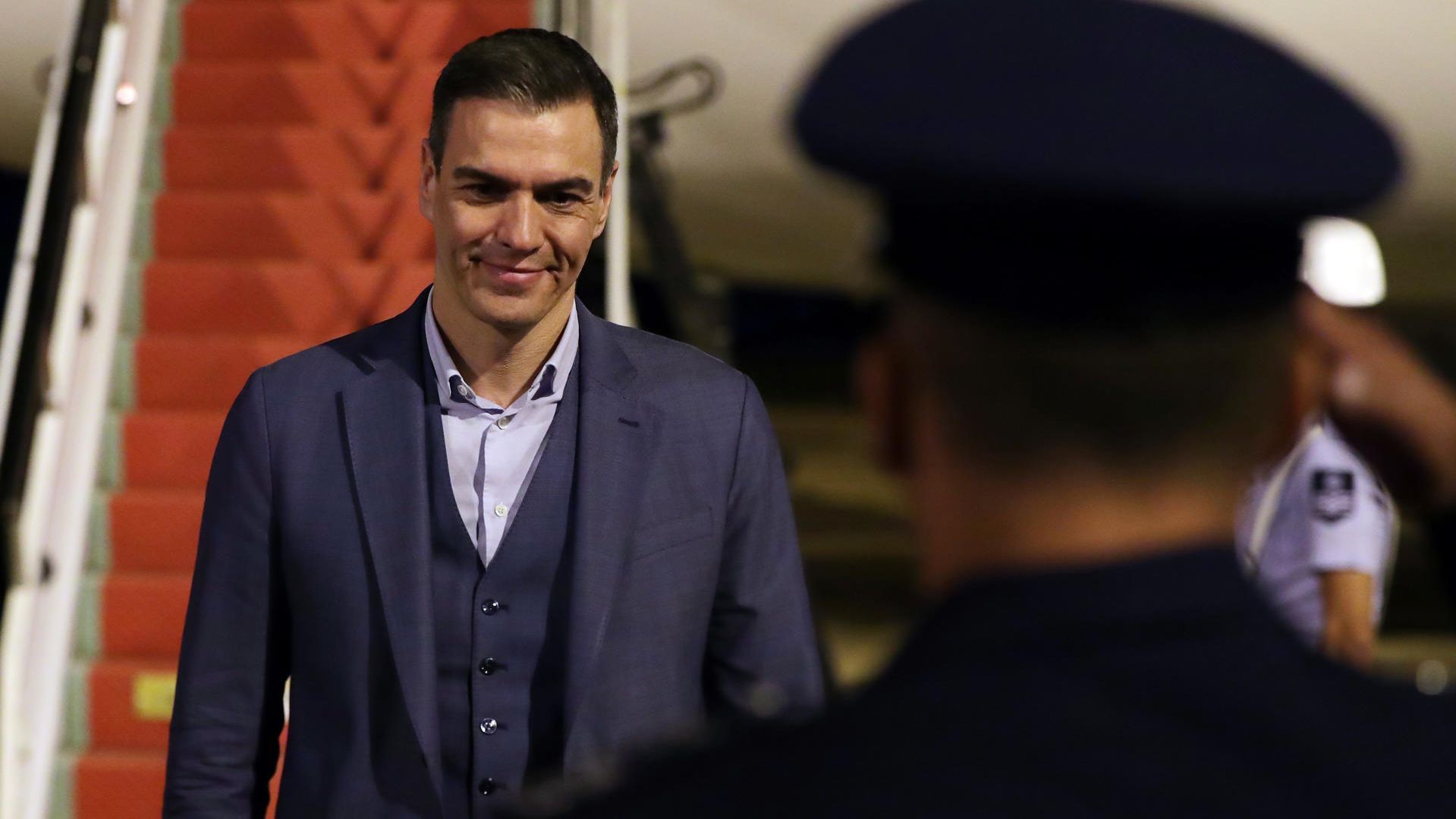Pedro Sánchez a su llegada a Brasil