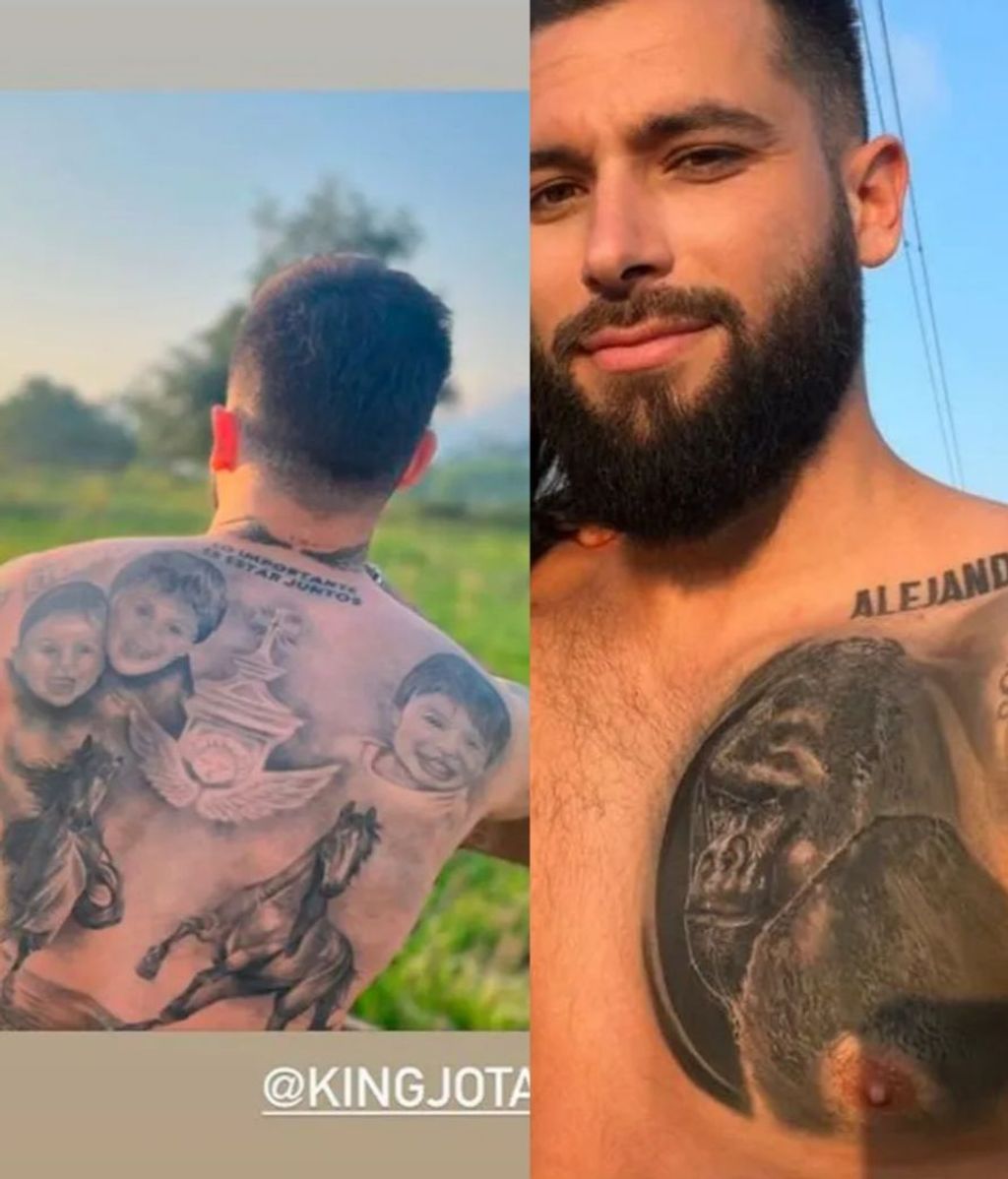Jota Peleteiro lleva símbolos religiosos tatuados en su cuerpo
