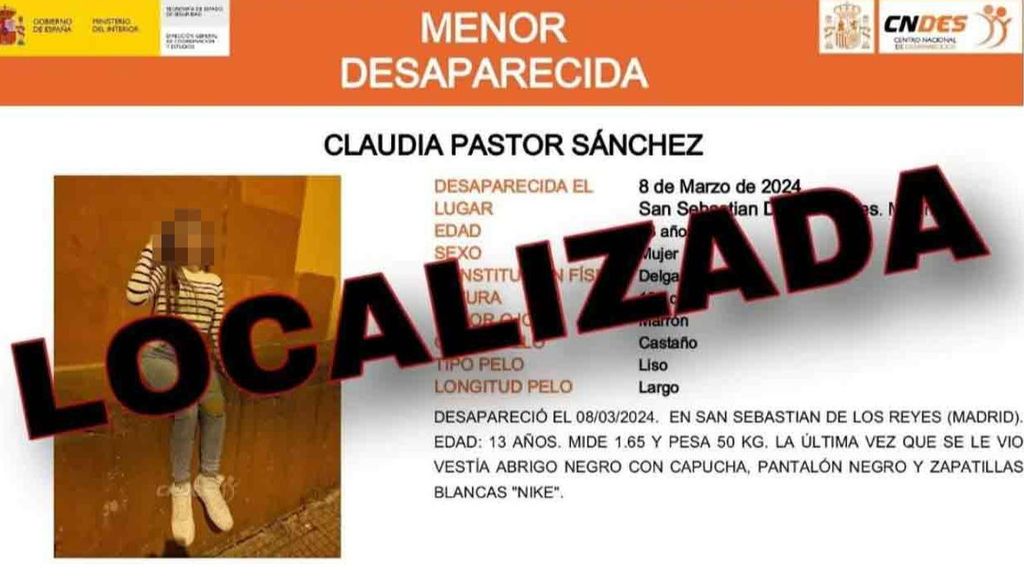 Hallan a la menor desaparecida en San Sebastián de los Reyes