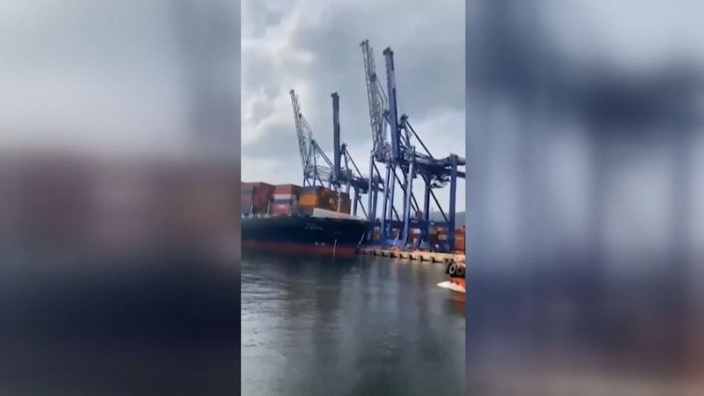 Pánico en el puerto: el choque de un carguero tumba varias grúas en Kocaeli, Turquía