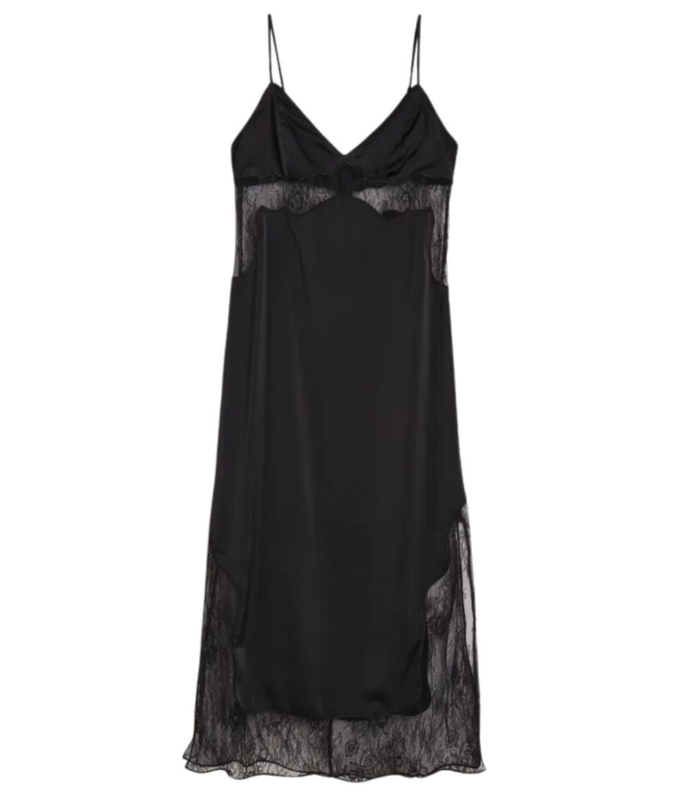 Vestido de encaje y transparencias de H&M