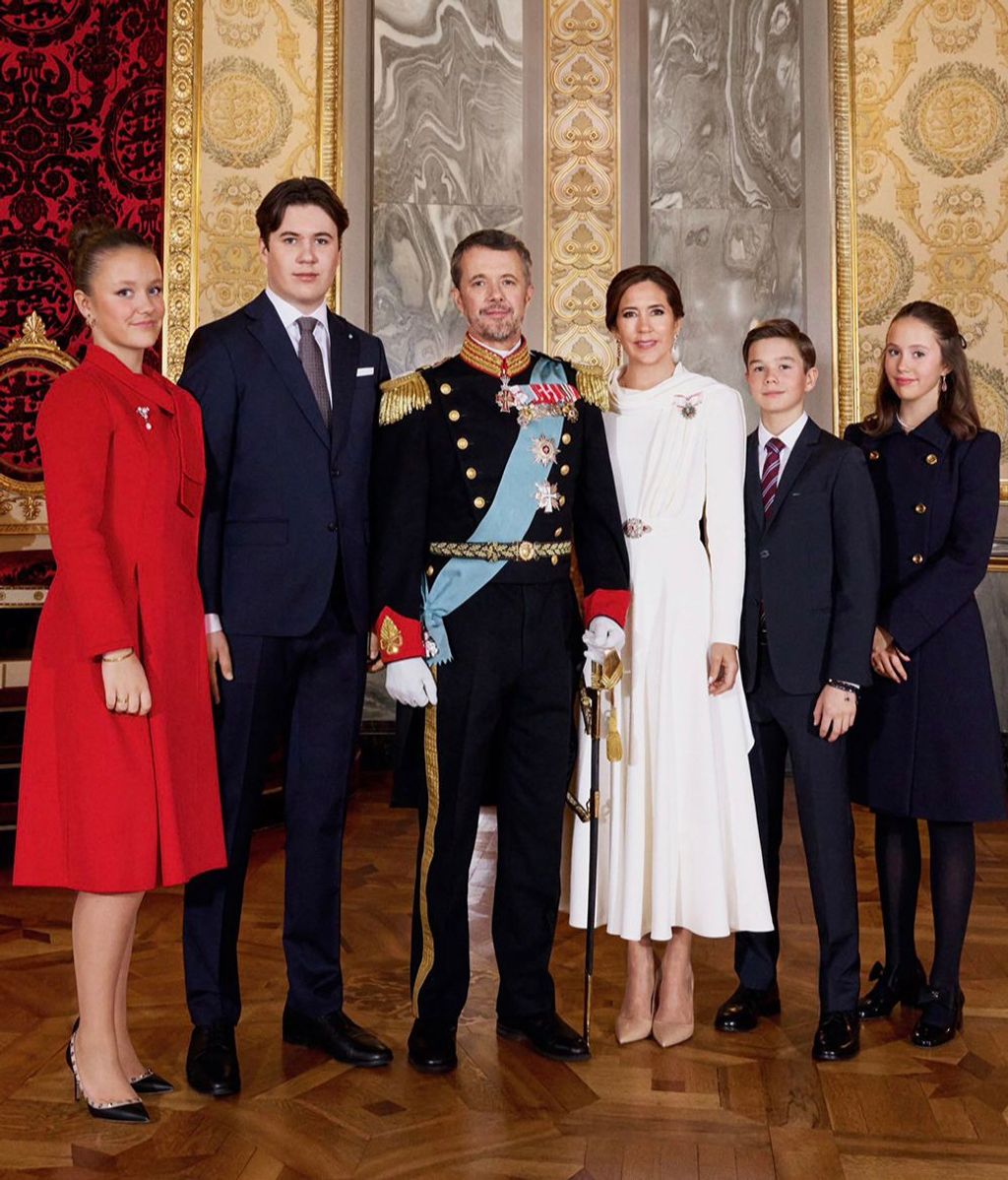 King Frederik X of Denmark with Queen Mary during official portrait