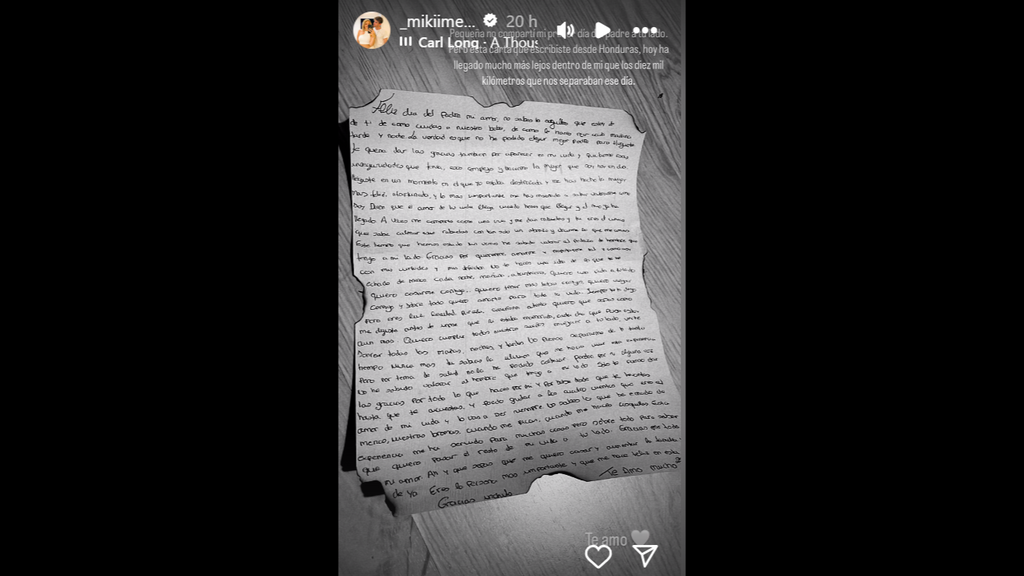 La carta de Zayra a Miki Mejías