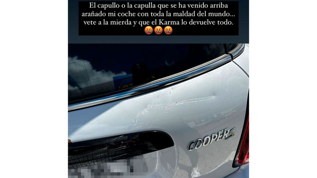 Irene Rosales maldice a aquellos que le han arañado su coche nuevo