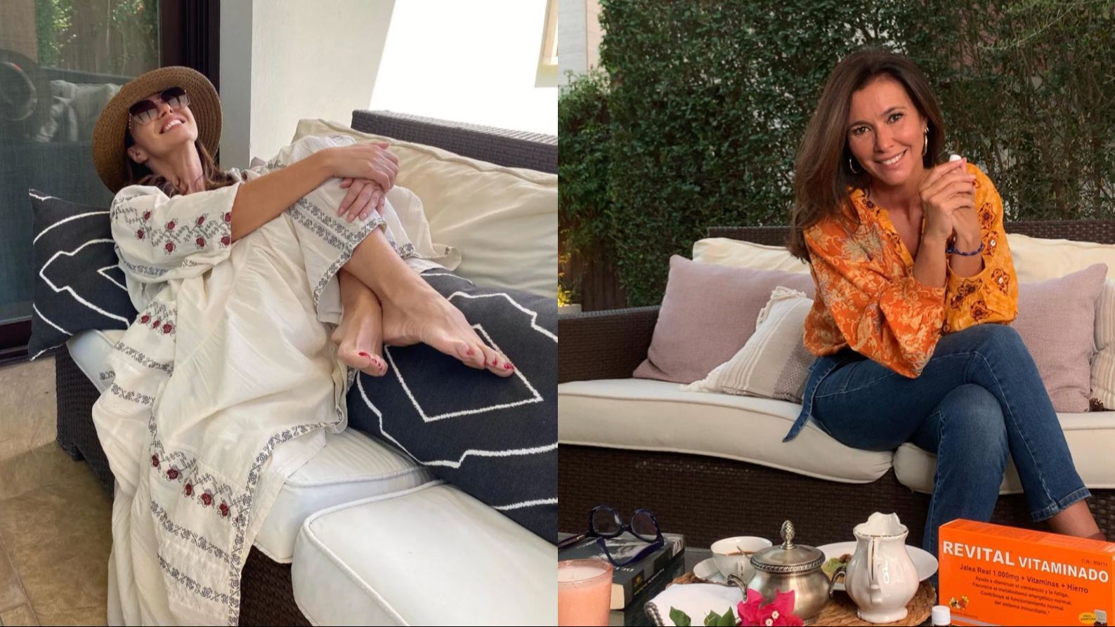 La zona de descanso del porche exterior del jardín de Arantxa del Sol