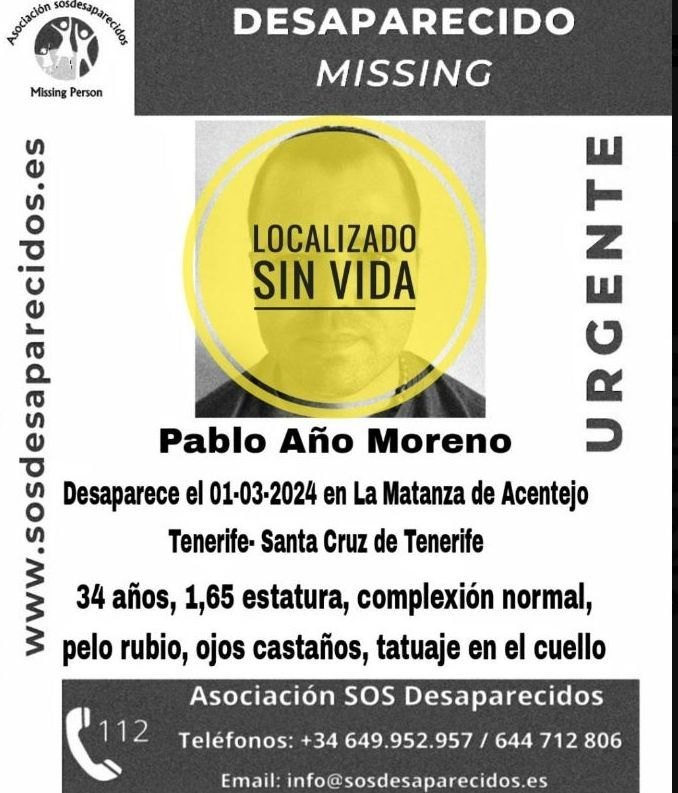 SOS Desaparecidos desactiva la alerta de búsqueda de Pablo