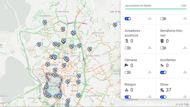 El mapa interactivo que permite consultar todas las cámaras de tráfico ...