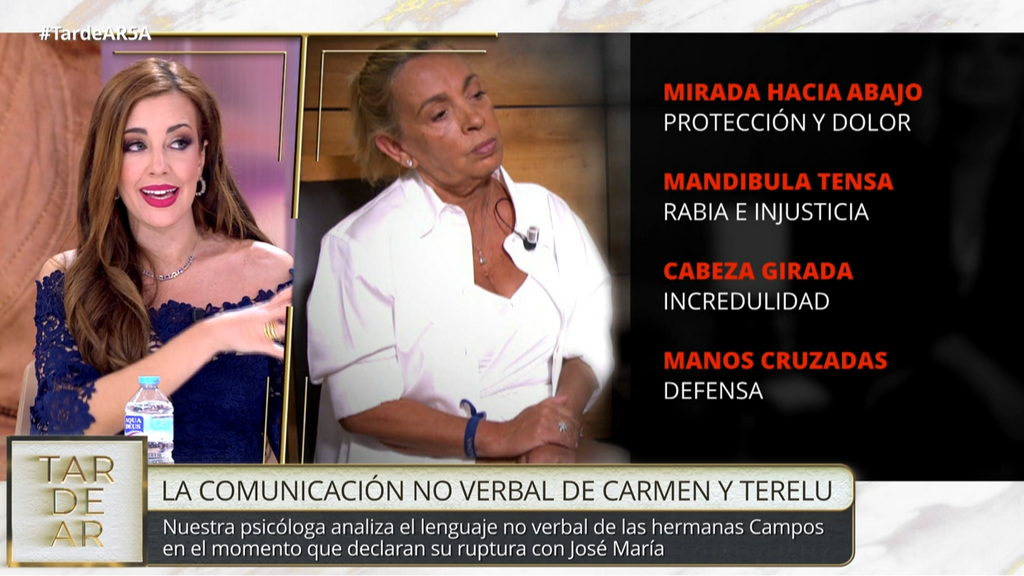 La psicóloga, Lara Ferreiro, analiza el lenguaje no verbal de Carmen Borrego