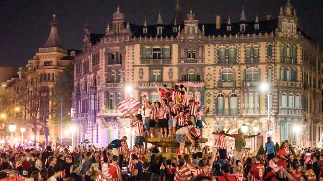 Celebración en Bilbao por la victoria del Athletic en la Copa del Rey