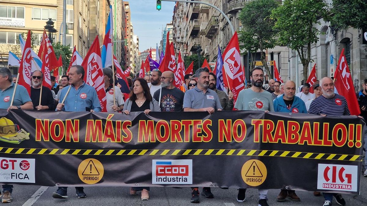 Imagen de la manifestación de este jueves en las calles de Vigo, Pontevedra