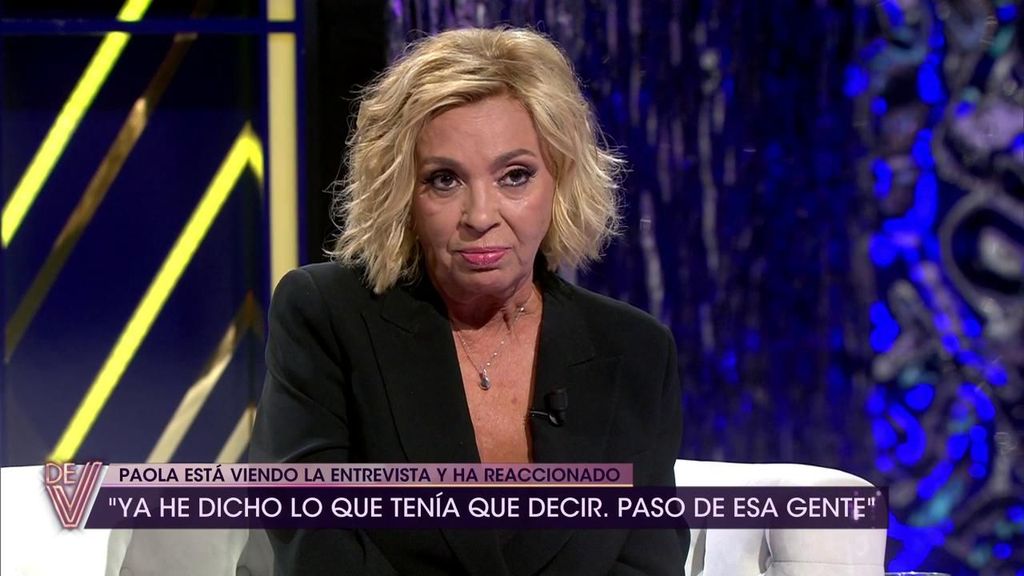 Paola Olmedo reacciona a la entrevista de Carmen Borrego en '¡De viernes!' con un dardo para las hermanas Campos