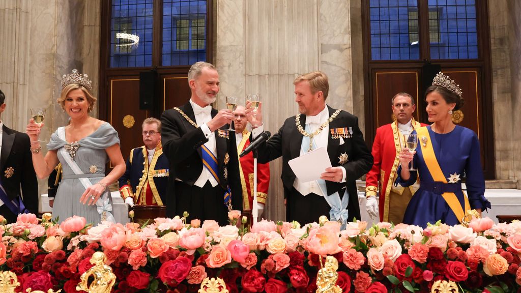 Cena de Gala ofrecida por los Reyes de los Países Bajos en honor de los Reyes con motivo de su Viaje de Estado a Ámsterdam.
