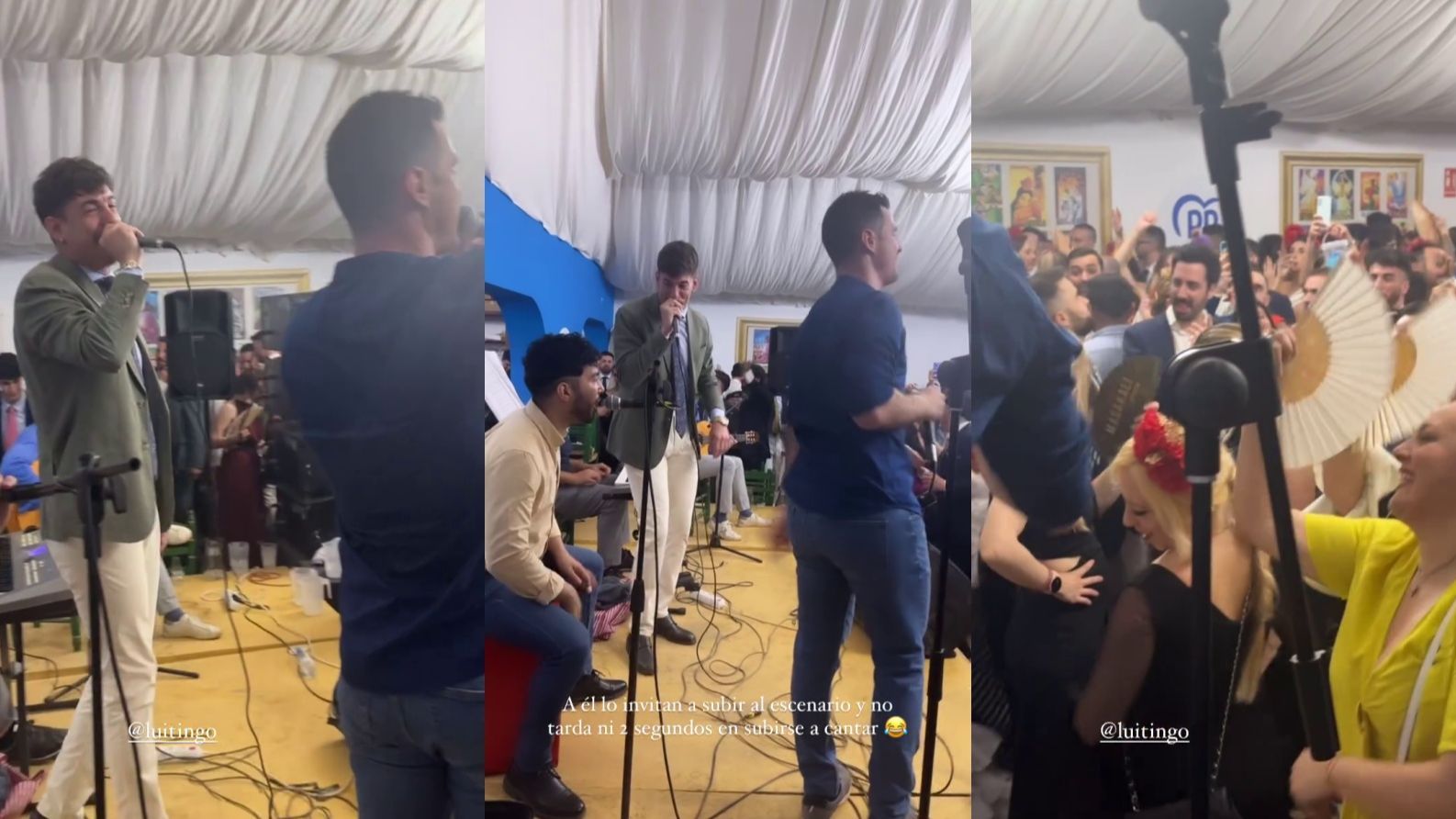 Luitingo da un concierto en la caseta del PP en la Feria de Abril