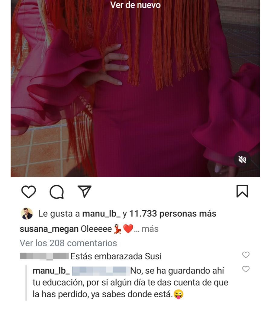 Manu Lombardo ha sacado la cara por Susana Megan tras un desafortunado comentario en las redes