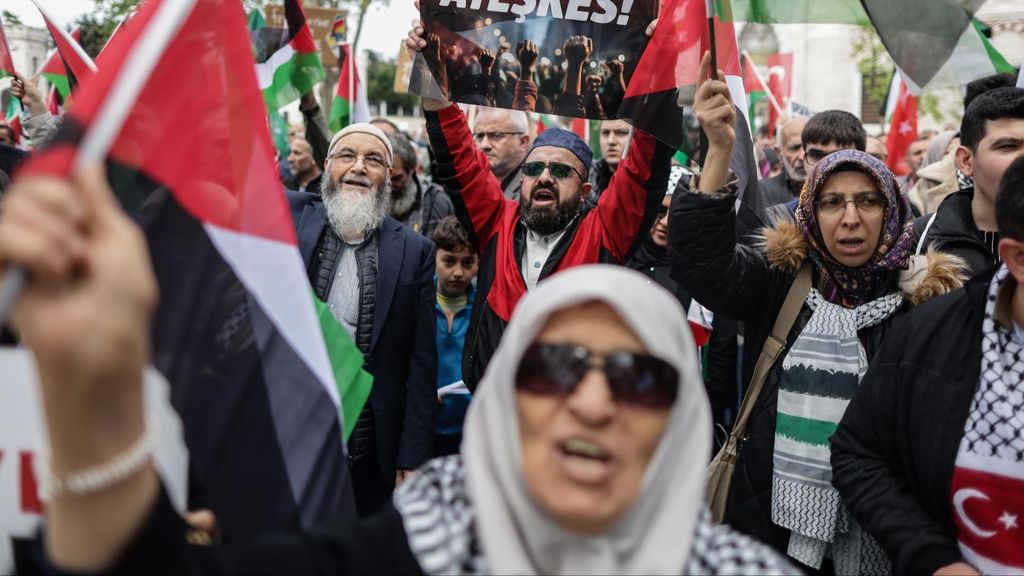 Manifestantes piden un alto el fuego en Palestina