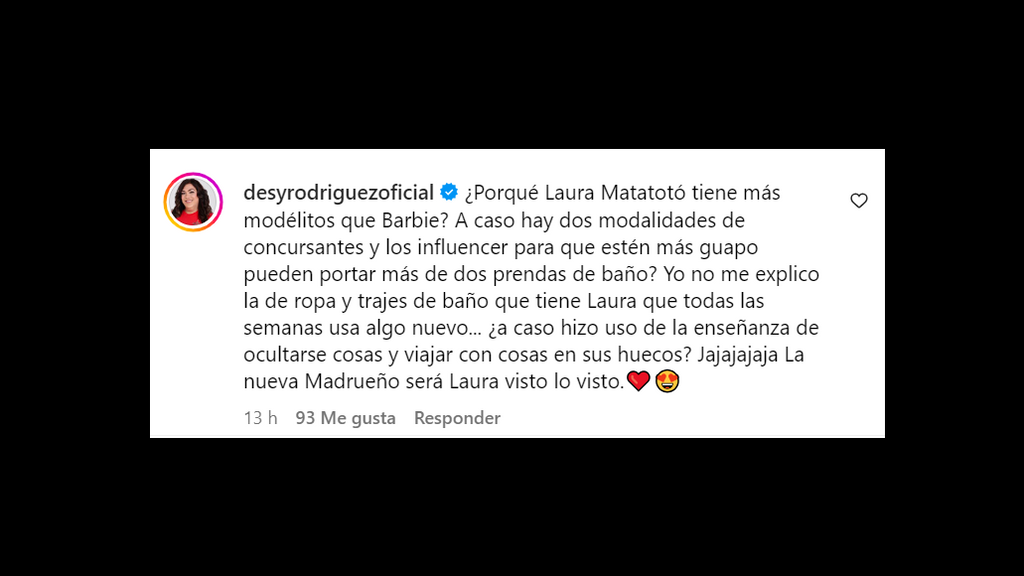 Desi Rodríguez compara a Laura Matamoros con Laura Madrueño por la cantidad de bañadores que tiene