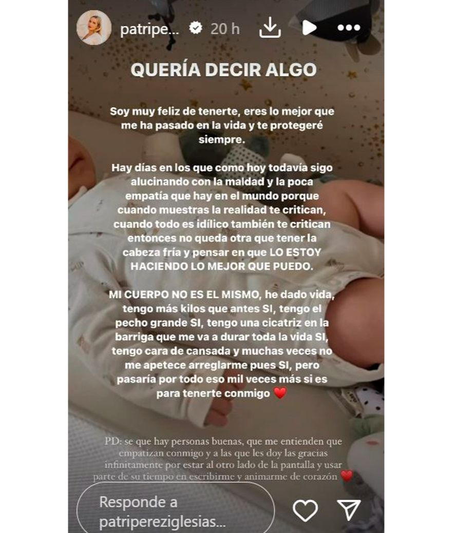 Patri Pérez reflexiona sobre la situación límite que está viviendo con Lester Duque