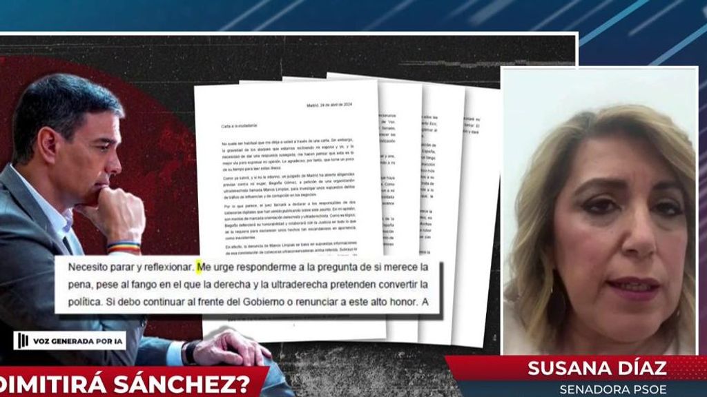 La reflexión de Susana Díaz sobre la política y tras la carta de Pedro Sánchez a la ciudadanía: "Esto hay que pararlo"