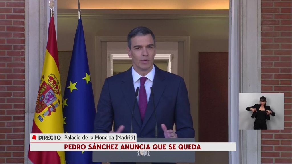 Comparecencia íntegra de Pedro Sánchez comunicando que sigue al frente del Gobierno