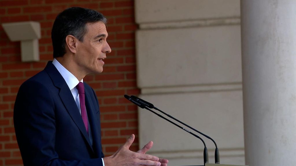 El presidente del Gobierno, Pedro Sánchez, comparece en el Complejo de la Moncloa