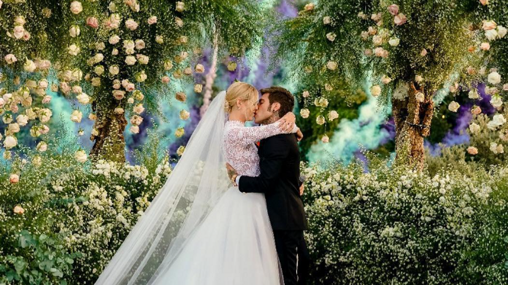 Chiara Ferragni y Fedez el día de su boda