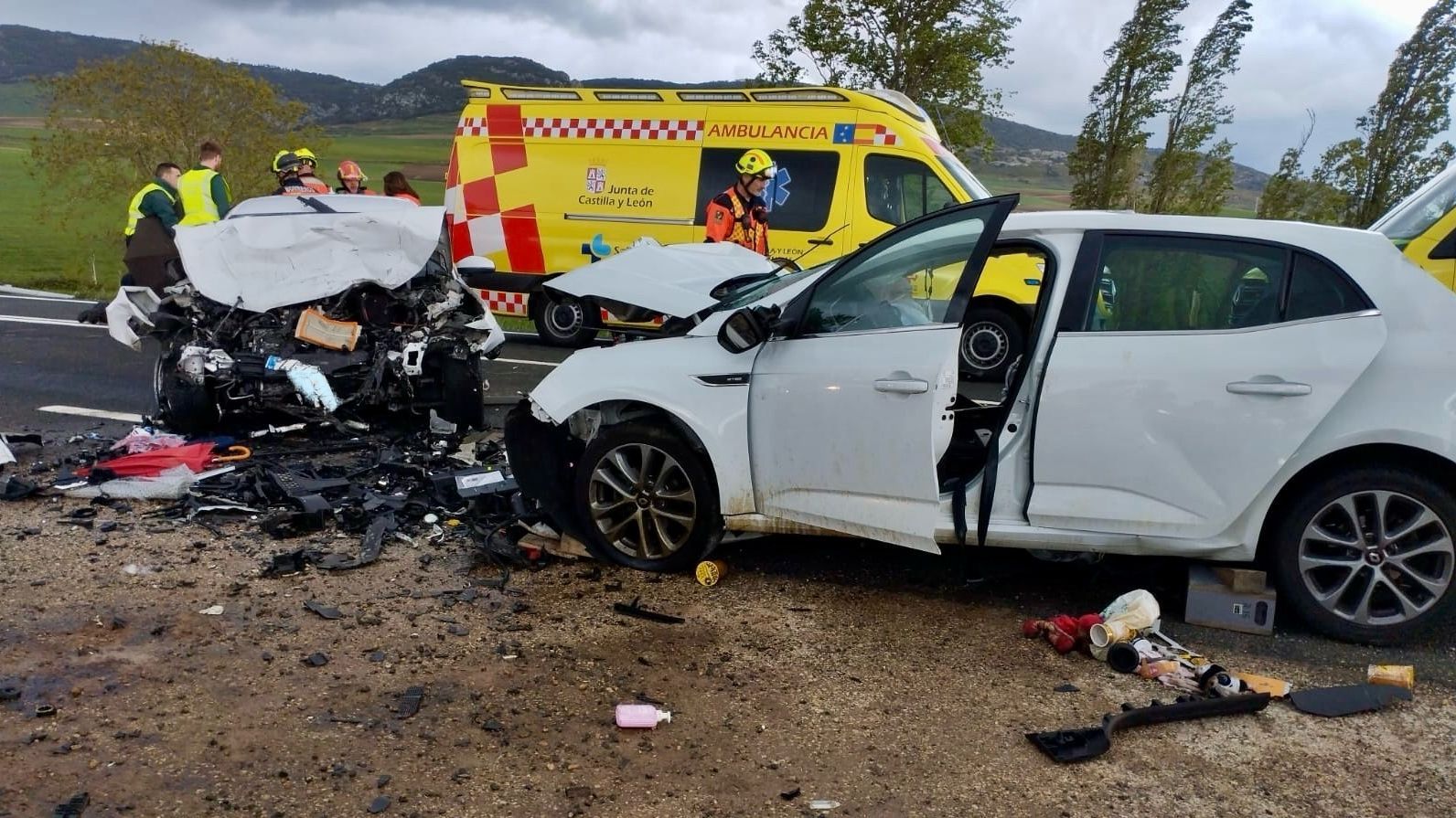 Imagen del accidente ocurrido en Foncea: un bebé ha muerto y cinco personas se encuentran heridas graves